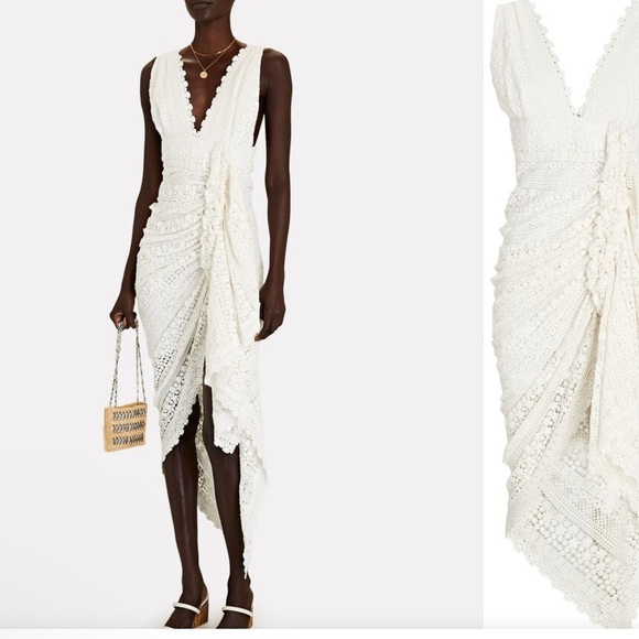 Just BEE Queen Tulum Ruched Crochet Midi Dress size Small - Picture 6 of 14